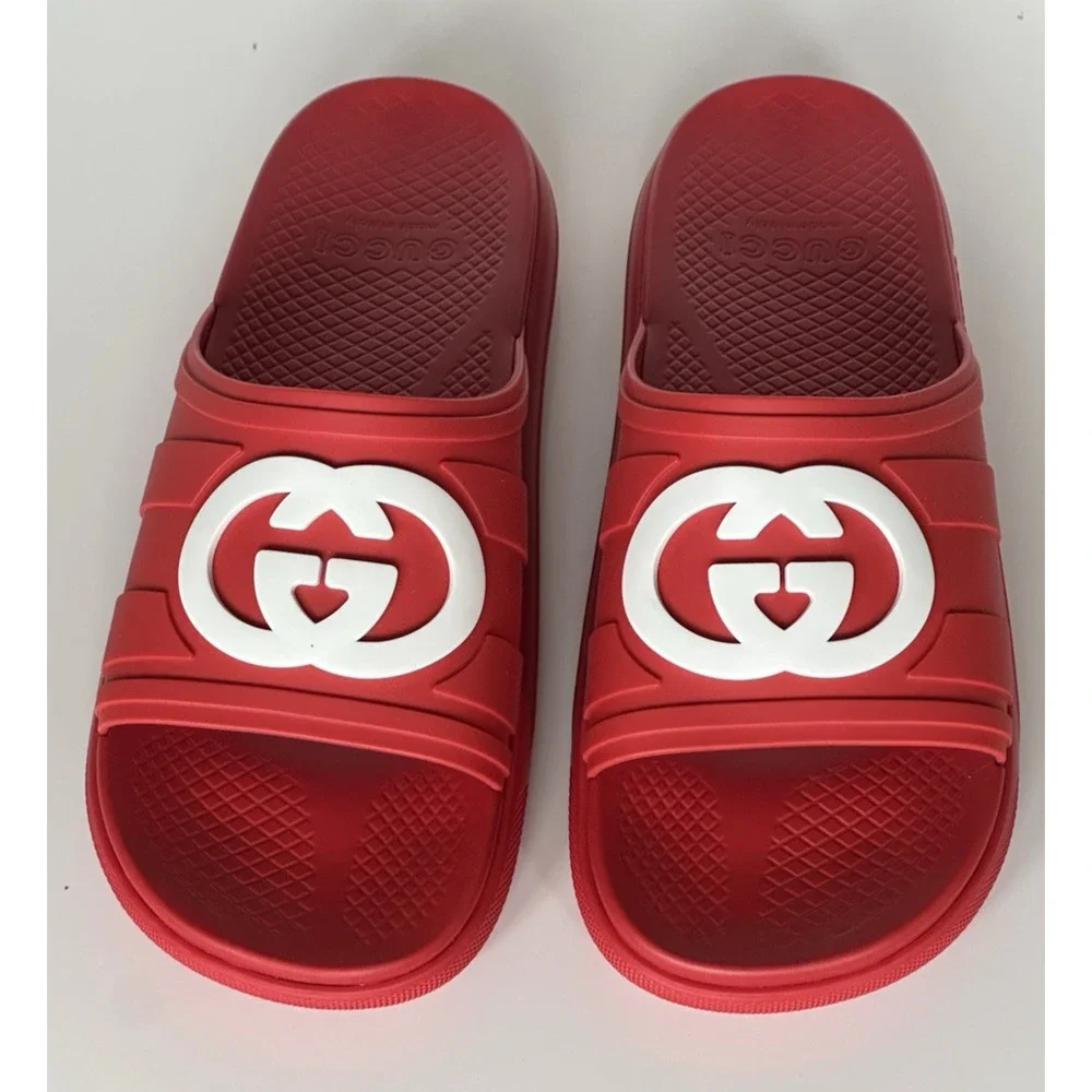 Gucci Men’s Rubber Maple Red/White Sandals 13.5 US (13 Gucci) 780296